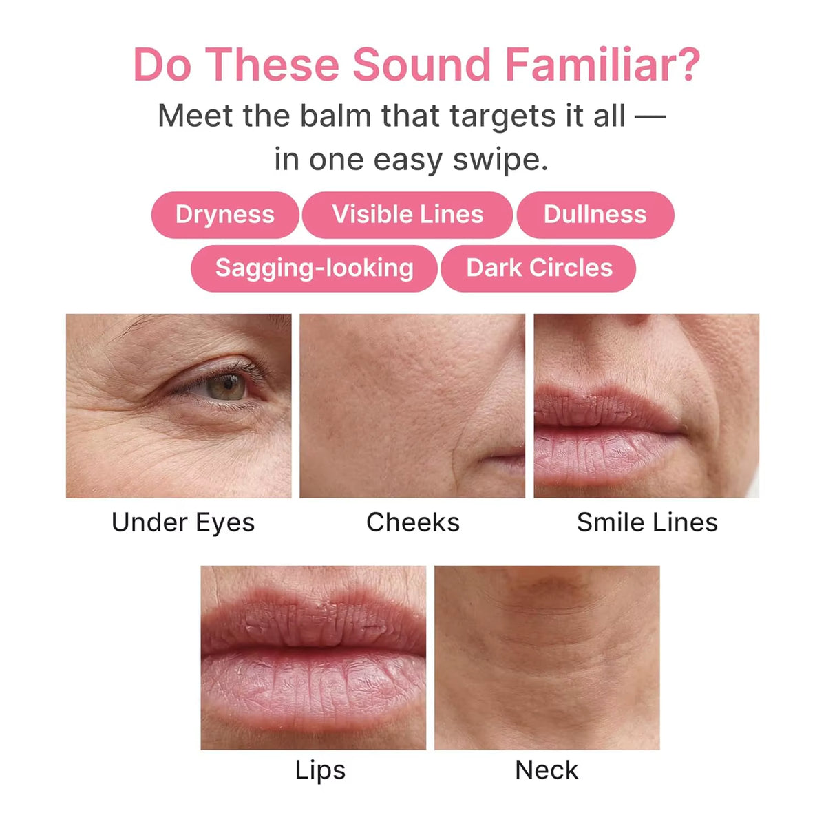 Balm stick being applied to the under-eye area